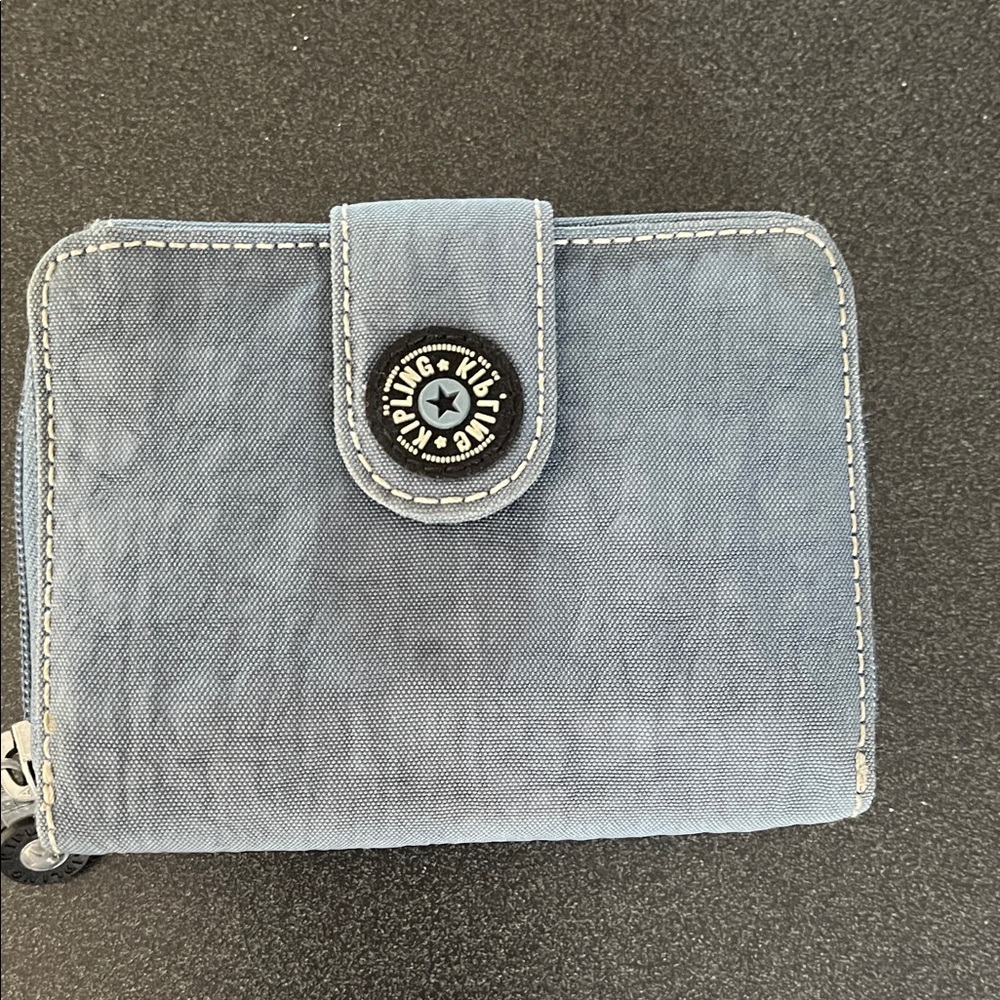 Kipling Denim-Blue Nylon Snap & Zip Wallet